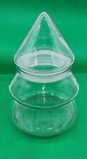 Anchor Hocking Glass Christmas Tree Candy Jar With Lid Vtg 6 1/8" Tall