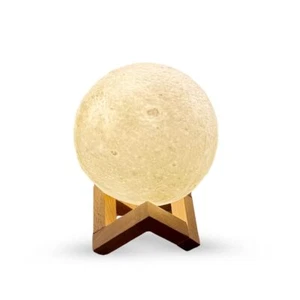 Moon Lamp with Wooden Base 16 Colors LED 3D Printing Moon Night Light with Wo... - Picture 1 of 8