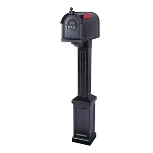 Postal PRO Craftsman Mailbox + Post Kit, Outgoing Mail Indicator Plastic Black - Picture 1 of 7