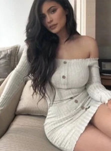 Fashion Nova Jacklyn Sweater Dress Off Shoulder Bodycon Mini Sexy Small NWT - Picture 1 of 15