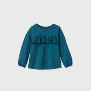 Cat & Jack Long Sleeve T-Shirt Toddler Girls Eyelet SZ 4T A4024 - Picture 1 of 3