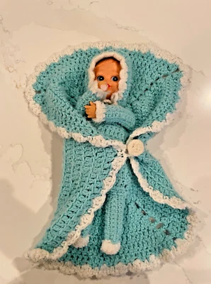 Vintage Handmade Crocheted Baby Doll Security Lovey Baby with Bottle - Image 1 of 4