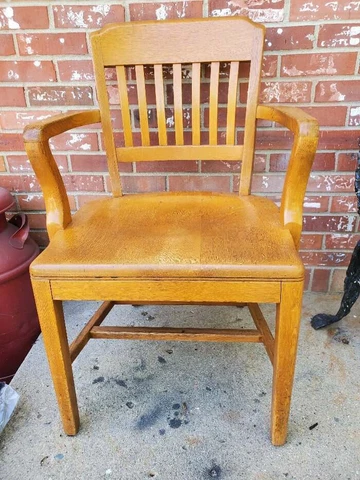 Vintage Oak Wood Bankers Office Desk Chair GREGORY MEYER & THOM CO Cover
