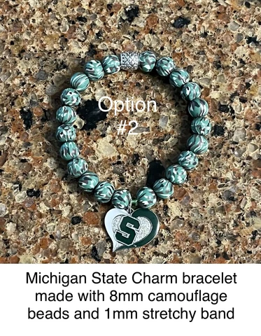 Michigan State Spartans Swirl Heart Charm Bracelet MSU Cover