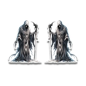 2x kleine gruselige böse Sensenmann Halloween Vinyl Aufkleber Abziehbild Sammelalbum 60x46mm - Bild 1 von 1