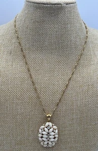 Eric Andrew Signed Gold Tone W/cream And Colorless Crystal Pendant - Picture 1 of 3