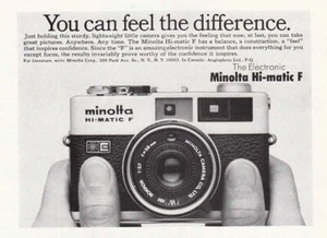 1973 Minolta Hi-Matic F Camera: You Can Feel the Difference Vintage Print Ad - Picture 1 of 1