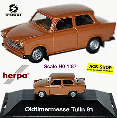 Trabant 601 S 1964-90 Fiera Del Vintage Tulln 91 Marrone 1:87 Herpa 030867 - Immagine 1 di 4