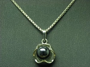 925 Plata de Ley Cadena Freno & Colgante Con Hematita Guarnición/Plata Auténtica - Imagen 1 de 4