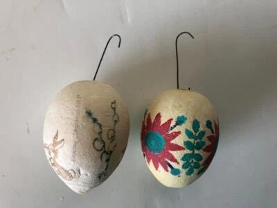 PAREJA VICTORIANA DE HUEVOS DE PASCUA DE ALGODÓN HILADO ALEMANIA Shackman Foto 1 de 3