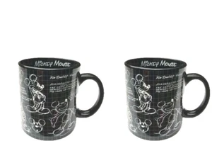 DISNEY 2ps Juego MICKEY Mouse Tazas Taza Cuaderno de Bocetos 20 OZ Negro Blanco Café Té Nuevo - Imagen 1 de 3