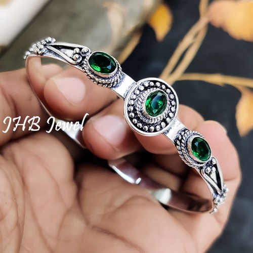 VALENTINO Bracciale in argento sterling 925 con pietra preziosa diopside cromata per regalo persona migliore