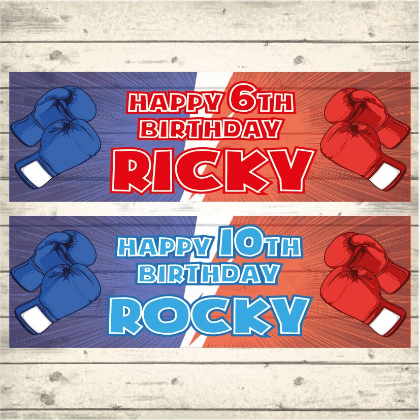 2 BANDERAS PERSONALIZADAS DE BOXEO FIESTA DE CUMPLEAÑOS DISEÑO 1 - CUALQUIER NOMBRE/CUALQUIER EDAD Foto 1 de 1