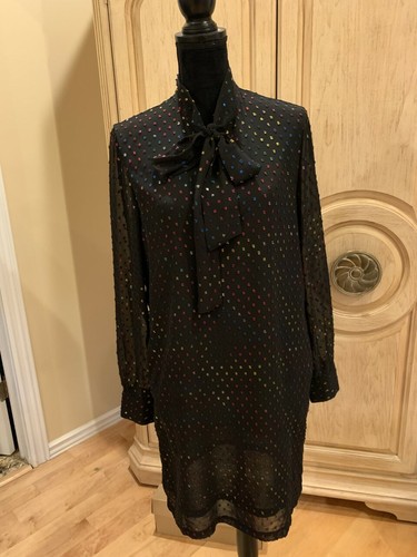 LOVE Moschino Women's Black Dot Print sheer Sleeve Dress Size 6 42~NWT
