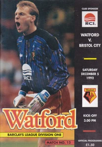 Watford V Bristol City 1992/93 05-12-1992 División 1 - Imagen 1 de 1