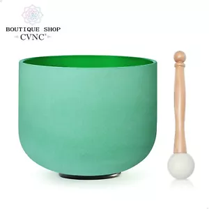 CVNC 432Hz 8"F Heart Chakra Color Quartz Crystal Singing Bowl Sound Heal Reiki - Picture 1 of 6