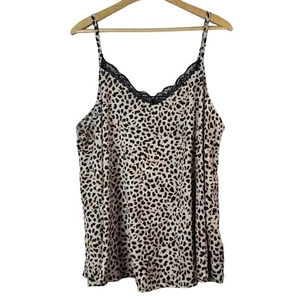 Torrid Sophie Animal Print Cami Top Pink Black 2X Satin Lace Trim Swing Cheetah - Picture 1 of 7