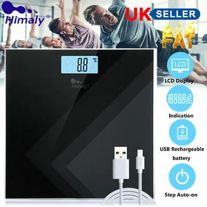 180KG Electronic Digital Bathroom Scale LCD Rechargeable Digital Body Weighing - Picture 1 of 10