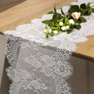 Rustic White Lace Table Runners 14 x 120 Inch - Perfect for Weddings and Parties - Picture 1 of 9
