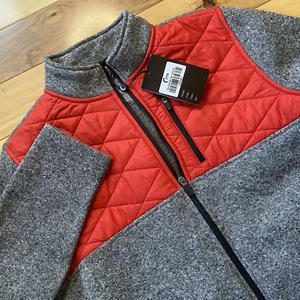 ZYIA Active Quilted Ash Cabin Jacket Womens Sz XL Red Gray Sweater Coat - Picture 1 of 7