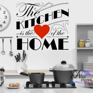 Heart Of The Home Kitchen Quote Wall Sticker Red Heart - Picture 1 of 26