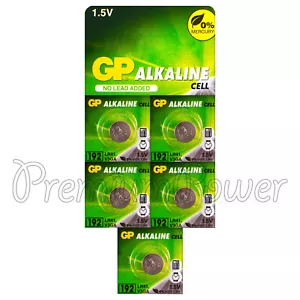 5 batterie GP alcaline 192 LR41 1,5V V3GA GP192 SR41SW SR41 - Foto 1 di 1
