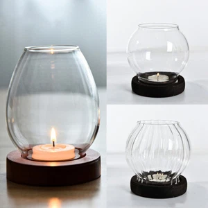 Transparent Tea Light Glass Holders Hurricane Candle Stick Wedding Table Decor - Picture 1 of 15