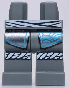 Lego Dark Bluish Gray Hips Legs White Sash Knee Wrap Robe Ends Dark Azure Trim - Picture 1 of 1