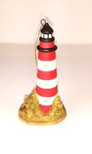 Lefton China 1994 Figurine Hanging Lighthouse Ornament Red White Assateque 01433
