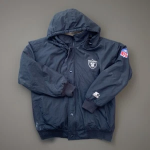 Vintage Oakland Raiders Starter Puffer Jacket 90s Size S big face - Picture 1 of 5