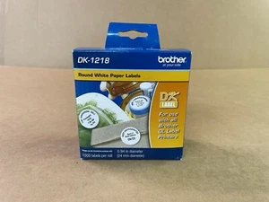 Brother DK1218 1" Round White Paper Labels for QL580N, QL-580N label printers - Picture 1 of 3