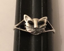 Vintage Sterling Silver Cat Face Ring Size 7.5