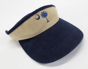 South Carolina Visor Hat Cap Palmetto Crescent Moon Palm Tree Adjustable Blue - Picture 1 of 7