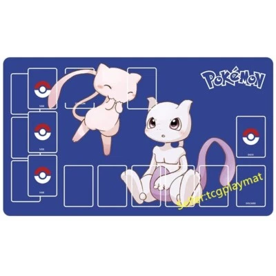 Mew Mewtwo Pokemon Playmat With Zones Trading Card Game Play Mat 24*14" _jj43 - Image 1 of 2