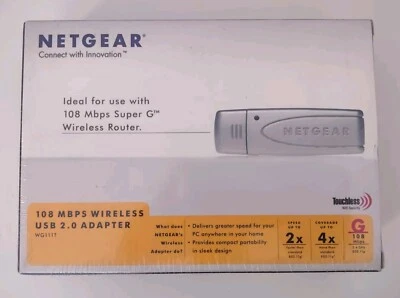 NETGEAR WG111T Dual Band 108 Mbps Wireless USB 2.0 Adapter NEW NOS - Image 1 of 4