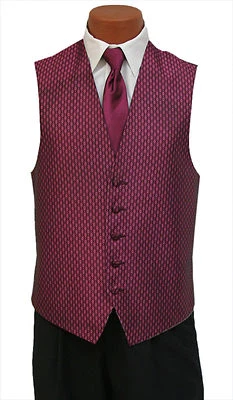 Fushia Berry Tuxedo Vest Pre Tied Long tie After Six Adjustable Waist TUXXMAN - Image 1 of 2