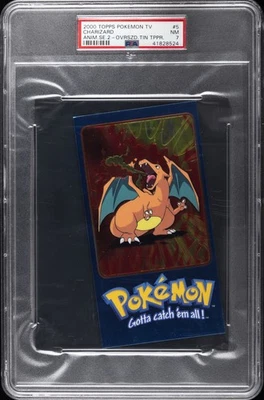2000 TOPPS POKEMON TV ANIMATION SERIES 2 OVERSIZED TIN TOPPER #5 CHARIZARD PSA 7 - Image 1 of 2