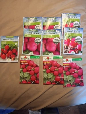Lote de 10 paquetes de semillas de rábano Ferry Morse orgánicas y burpee ENVÍO GRATUITO  Foto 1 de 2