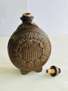 Vintage Hand Carved Wood Canteen Flask Bulgaria Sunflower 8” - Picture 1 of 4