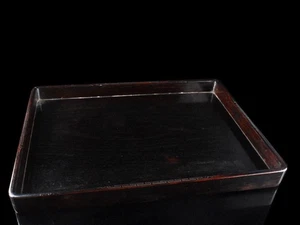 Y2076: XF Chinese WOODEN TRAY/plate Senchabon Karaki silver inlay Lightning - Picture 1 of 9
