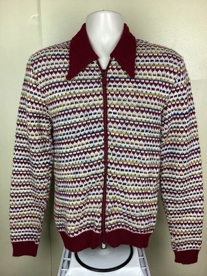 Vtg 60s 80s Izod Of London Sweater Jacket Men’s M Burgundy Made In USA Full Zip - Image 1 of 4