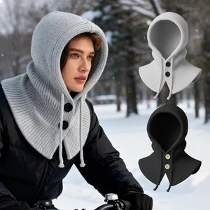 Knitted Hooded Caps Winter Balaclava Hats Women Korean rmer Outdoor Style B6J5 - Picture 1 of 20