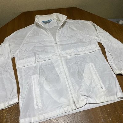 Chaqueta Woolrich De Colección Para Hombres M Teton Cortavientos Con Capucha Lluvia Viento Blanco Nylon Foto 1 de 4