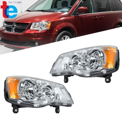 Headlights For Dodge Grand Caravan 2011-19 Chrysler Town&Country Chrome 2008-16 - Image 1 of 4