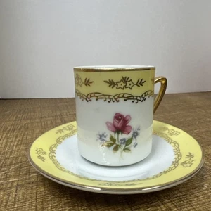 Vintage Saji Japan Fine China Teetasse & Untertasse. Gelb, Rosa, Gold und Weiß. - Bild 1 von 8