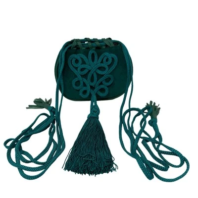 Yves Saint Laurent Green Suede Bucket Evening Bag 1980s - Image 1 of 4