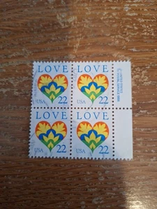 22 Cent LOVE Stamp 1986 Block Of 4, Scott #2248 USED - Picture 1 of 2