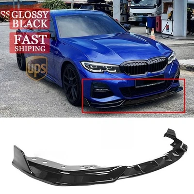 Kit de labios de parachoques delantero negro brillante estilo GT para BMW G20 330i M340i M Sport 2019-22 Foto 1 de 4