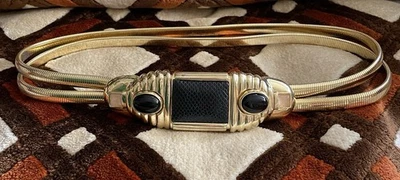 Cinturón de serpiente dorado vintage Judith Leiber con piel de serpiente + joyas cintura 27"-30" Foto 1 de 4