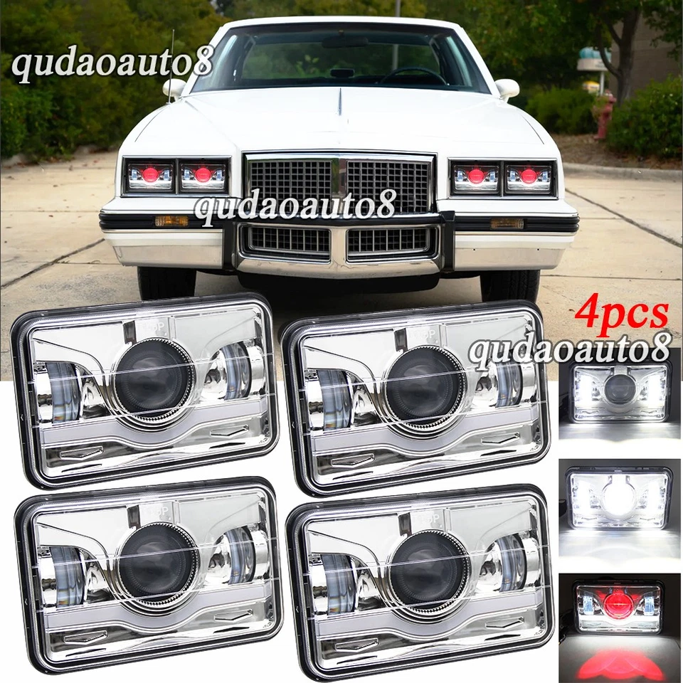 Faros LED altos/bajos ojos de demonio rojos Fit 1976-1987 Pontiac Grand Prix 4 piezas 4x6"" Foto 1 de 4